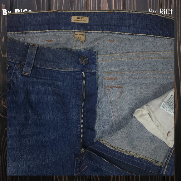True Religion Ricky Relaxed Straight Men Jeans Size 46x34 Stretch High Rise USA - Picture 6 of 11